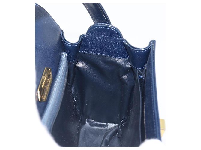 GIVENCHY Handtasche aus Leder Navy Gold Auth 200997 Golden Marineblau - Ansicht 20