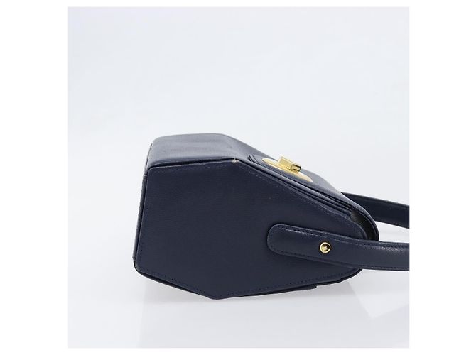 GIVENCHY Handtasche aus Leder Navy Gold Auth 200997 Golden Marineblau - Ansicht 3