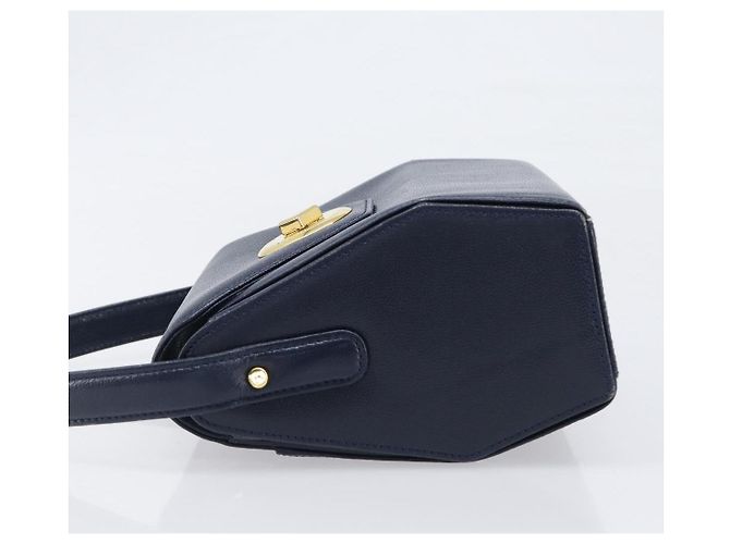 GIVENCHY Handtasche aus Leder Navy Gold Auth 200997 Golden Marineblau - Ansicht 4