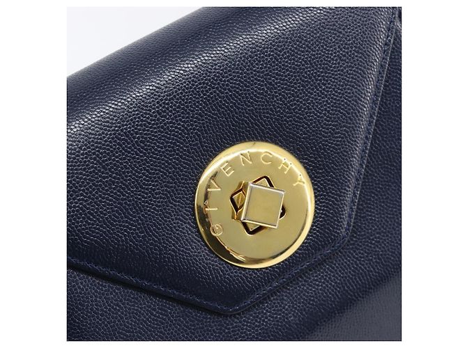 GIVENCHY Handtasche aus Leder Navy Gold Auth 200997 Golden Marineblau - Ansicht 9