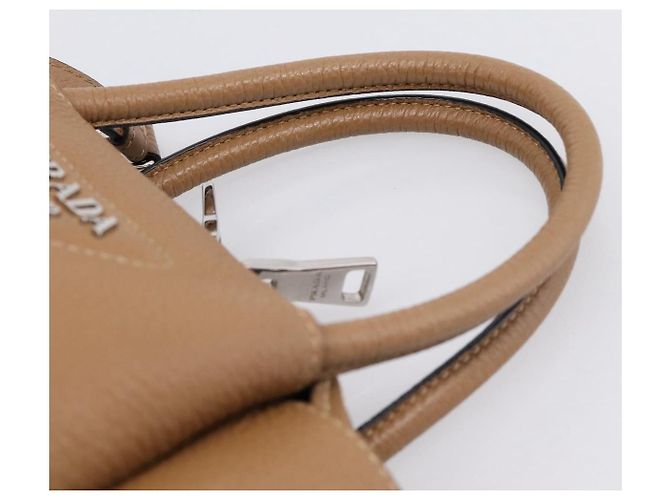 Borsa a mano PRADA in pelle 2way Beige Silver Auth ka5958SAM Argento - vista 14
