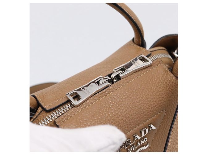 Borsa a mano PRADA in pelle 2way Beige Silver Auth ka5958SAM Argento - vista 19