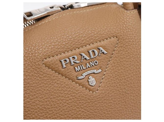 Borsa a mano PRADA in pelle 2way Beige Silver Auth ka5958SAM Argento - vista 20