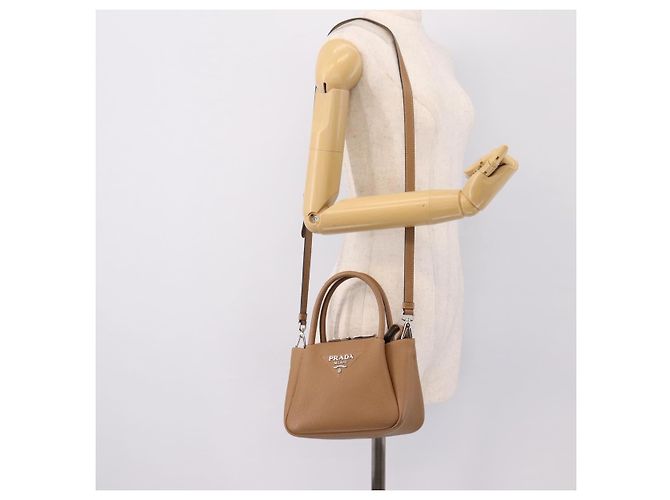 Borsa a mano PRADA in pelle 2way Beige Silver Auth ka5958SAM Argento - vista 24