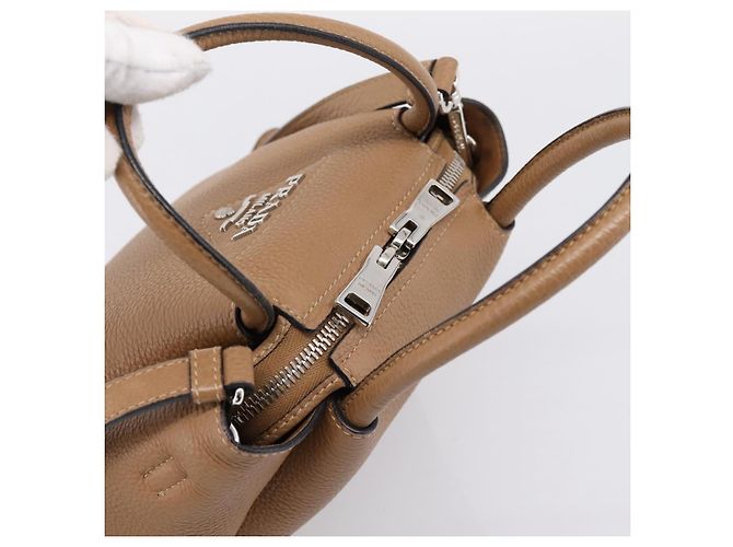 Borsa a mano PRADA in pelle 2way Beige Silver Auth ka5958SAM Argento - vista 6