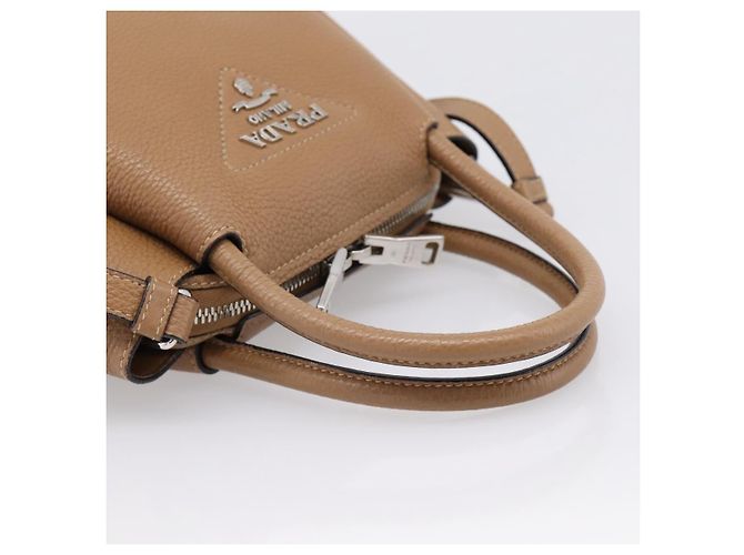 Borsa a mano PRADA in pelle 2way Beige Silver Auth ka5958SAM Argento - vista 7