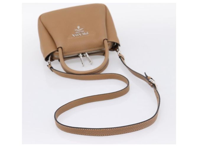 Borsa a mano PRADA in pelle 2way Beige Silver Auth ka5958SAM Argento - vista 8