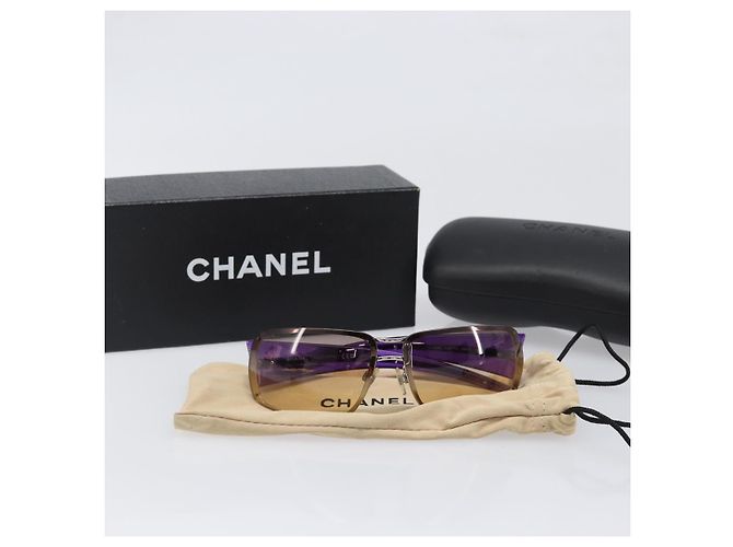 Occhiali da sole CHANEL Plastica Viola Argento CC Auth BA15416 Porpora - vista 12