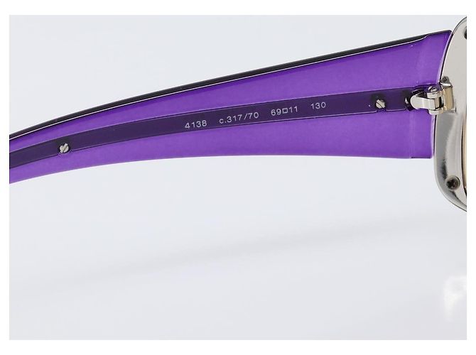 Occhiali da sole CHANEL Plastica Viola Argento CC Auth BA15416 Porpora - vista 17
