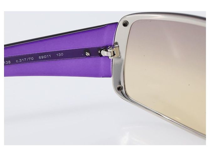Occhiali da sole CHANEL Plastica Viola Argento CC Auth BA15416 Porpora - vista 18