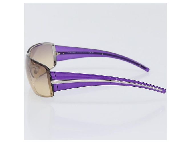 Occhiali da sole CHANEL Plastica Viola Argento CC Auth BA15416 Porpora - vista 3