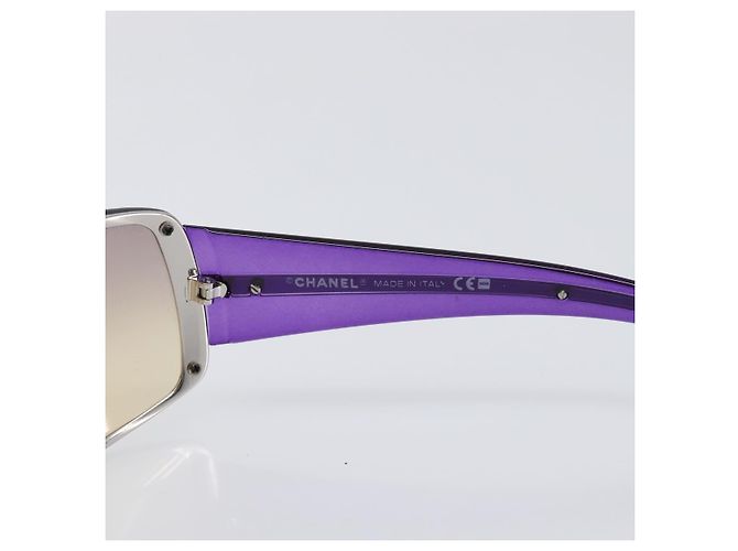 Occhiali da sole CHANEL Plastica Viola Argento CC Auth BA15416 Porpora - vista 8