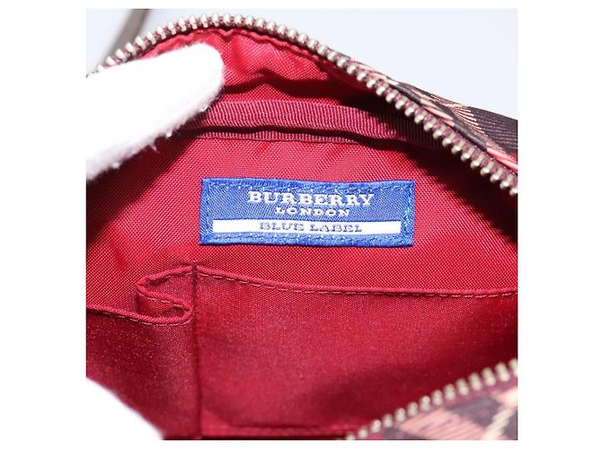 Borsa a tracolla BURBERRY Nova Check Blue Label in tela rossa e argento Auth 201971A Rosso - vista 10