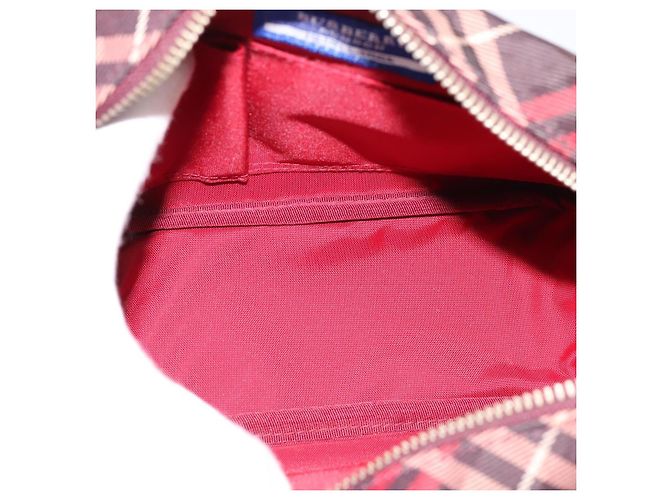 Borsa a tracolla BURBERRY Nova Check Blue Label in tela rossa e argento Auth 201971A Rosso - vista 11