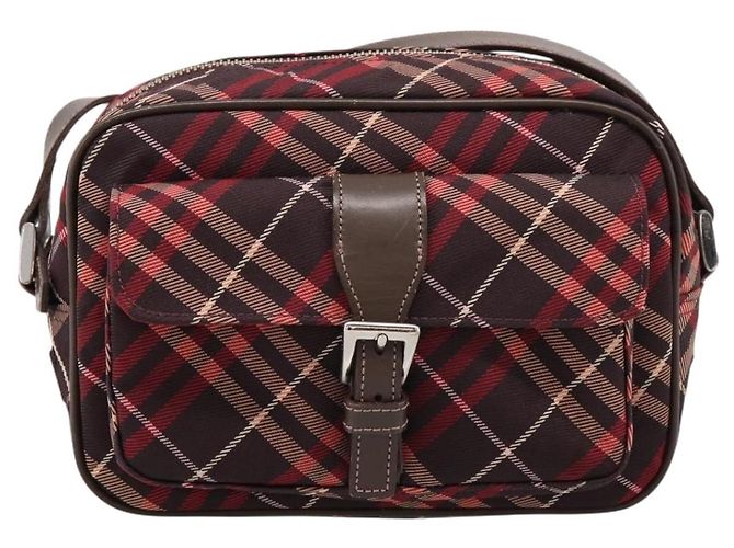 Borsa a tracolla BURBERRY Nova Check Blue Label in tela rossa e argento Auth 201971A Rosso - vista 13