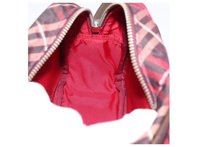 Borsa a tracolla BURBERRY Nova Check Blue Label in tela rossa e argento Auth 201971A Rosso - vista 18