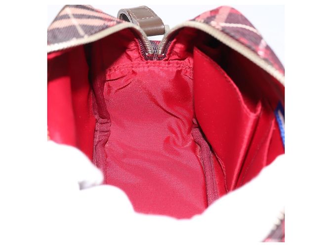 Borsa a tracolla BURBERRY Nova Check Blue Label in tela rossa e argento Auth 201971A Rosso - vista 19