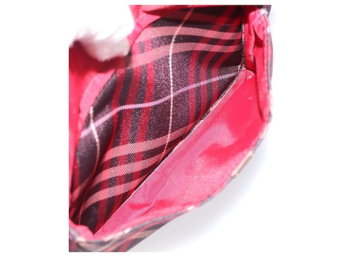 Borsa a tracolla BURBERRY Nova Check Blue Label in tela rossa e argento Auth 201971A Rosso - vista 21