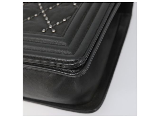 Borsa a catena CHANEL Matelasse Boy Chanel in pelle nera e argento CC Auth 199461SAM Nero - vista 15