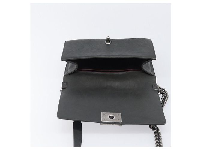 Borsa a catena CHANEL Matelasse Boy Chanel in pelle nera e argento CC Auth 199461SAM Nero - vista 19