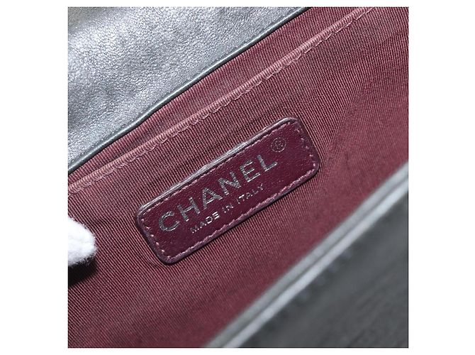 Borsa a catena CHANEL Matelasse Boy Chanel in pelle nera e argento CC Auth 199461SAM Nero - vista 20