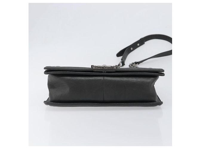 Borsa a catena CHANEL Matelasse Boy Chanel in pelle nera e argento CC Auth 199461SAM Nero - vista 5