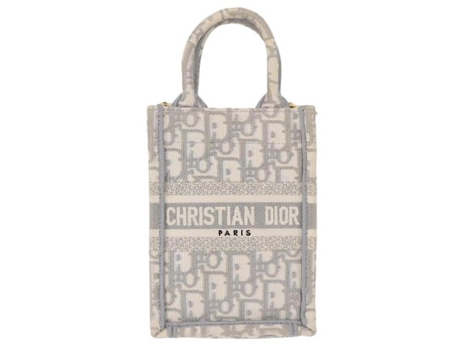 Borsa Christian Dior Trotter Canvas Oblique Book Tote Mini Bag 2way Gray Auth 200245V Marrone D'oro - vista 13