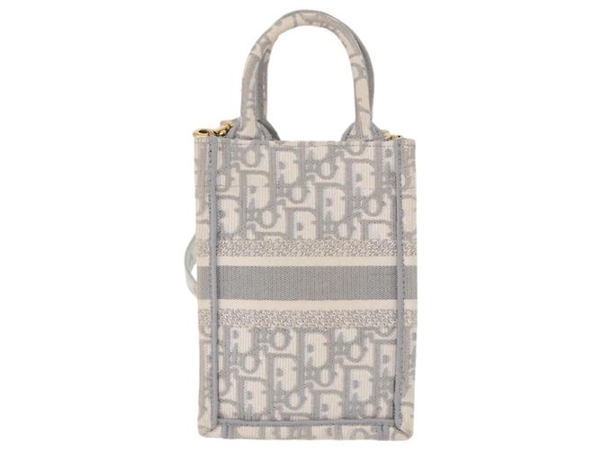 Borsa Christian Dior Trotter Canvas Oblique Book Tote Mini Bag 2way Gray Auth 200245V Marrone D'oro - vista 2