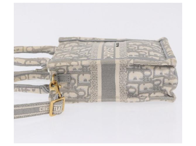 Borsa Christian Dior Trotter Canvas Oblique Book Tote Mini Bag 2way Gray Auth 200245V Marrone D'oro - vista 4
