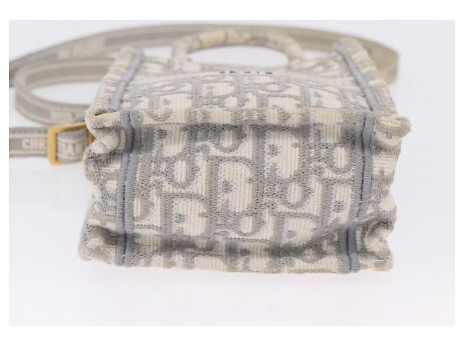 Borsa Christian Dior Trotter Canvas Oblique Book Tote Mini Bag 2way Gray Auth 200245V Marrone D'oro - vista 5