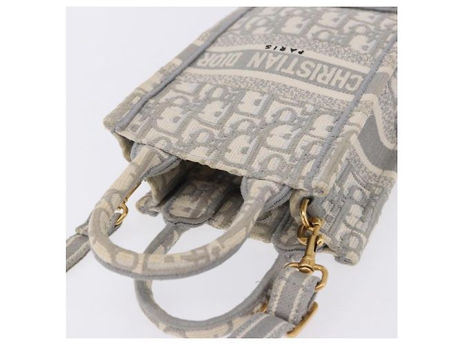 Borsa Christian Dior Trotter Canvas Oblique Book Tote Mini Bag 2way Gray Auth 200245V Marrone D'oro - vista 6