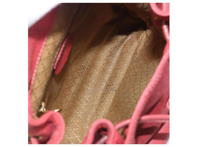 Zaino GUCCI Bamboo Camoscio Rosso Tono Oro 003 1705 0030 Auth BA15308 - vista 11