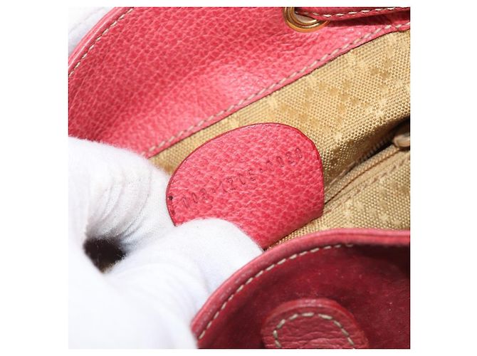 Zaino GUCCI Bamboo Camoscio Rosso Tono Oro 003 1705 0030 Auth BA15308 - vista 12