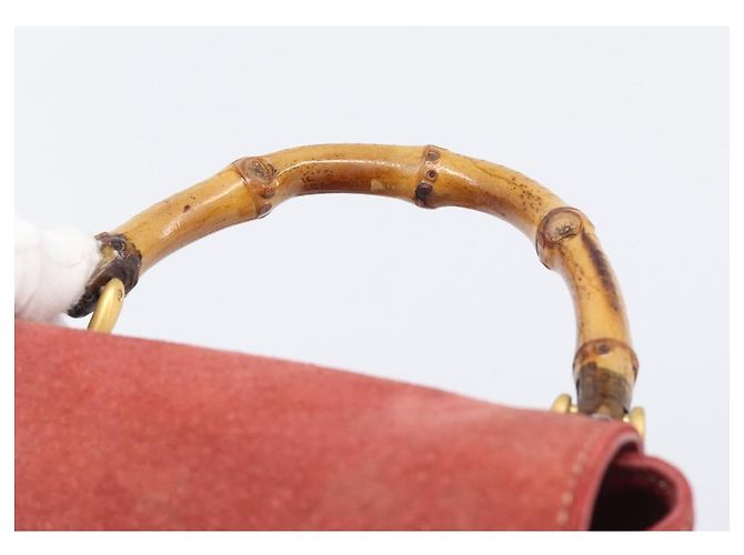 Zaino GUCCI Bamboo Camoscio Rosso Tono Oro 003 1705 0030 Auth BA15308 - vista 14