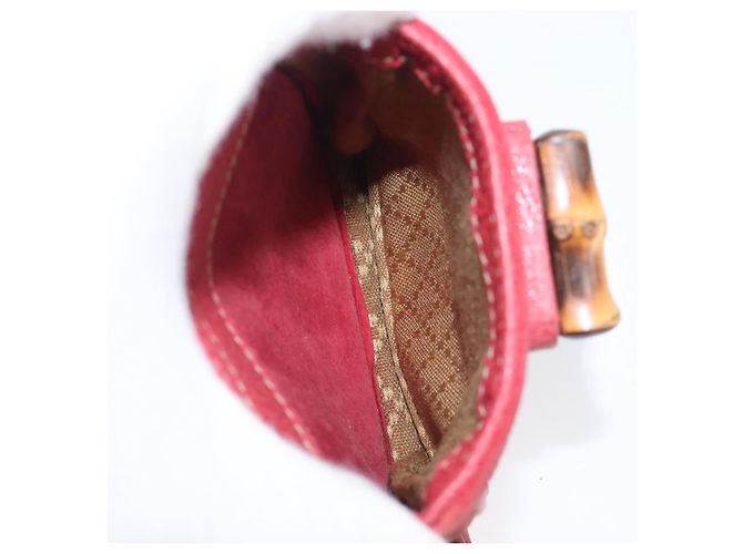 Zaino GUCCI Bamboo Camoscio Rosso Tono Oro 003 1705 0030 Auth BA15308 - vista 29