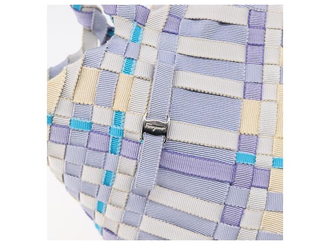 Borsa Tote Salvatore Ferragamo Canvas Purple Auth hk4016 Porpora - vista 17