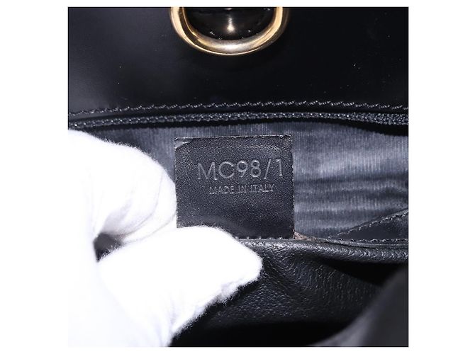Céline Borsa Tote CELINE Macadam Canvas PVC Pelle Nero Oro Auth 197661V D'oro - vista 12