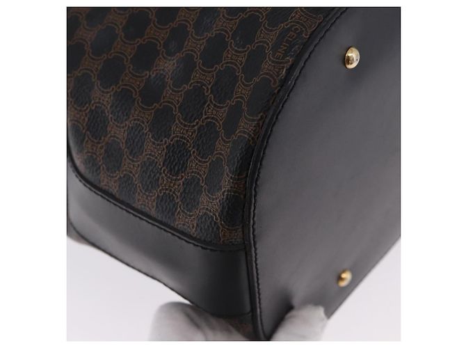 Céline Borsa Tote CELINE Macadam Canvas PVC Pelle Nero Oro Auth 197661V D'oro - vista 14