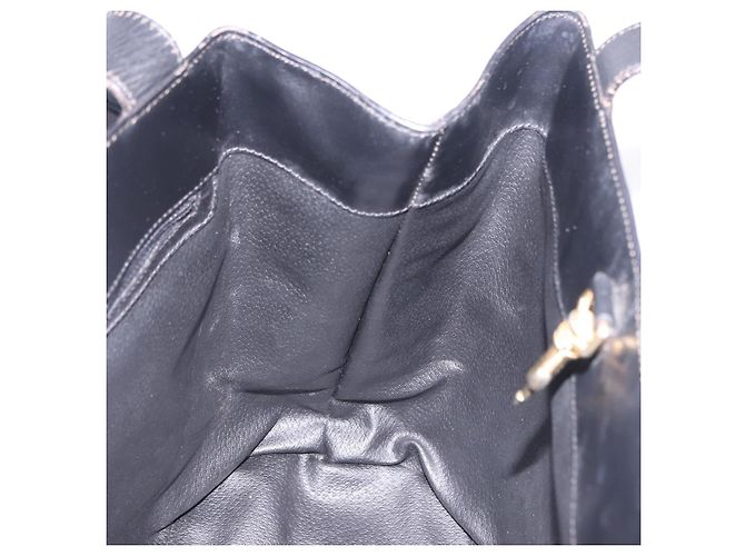 Céline Borsa Tote CELINE Macadam Canvas PVC Pelle Nero Oro Auth 197661V D'oro - vista 18
