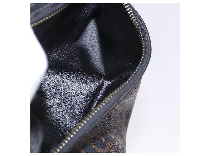 Céline Borsa Tote CELINE Macadam Canvas PVC Pelle Nero Oro Auth 197661V D'oro - vista 22