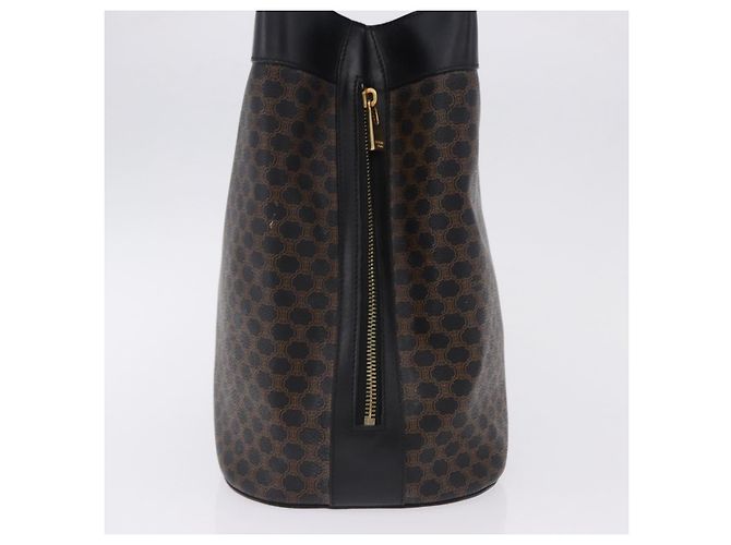 Céline Borsa Tote CELINE Macadam Canvas PVC Pelle Nero Oro Auth 197661V D'oro - vista 3