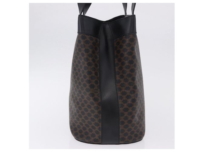 Céline Borsa Tote CELINE Macadam Canvas PVC Pelle Nero Oro Auth 197661V D'oro - vista 5