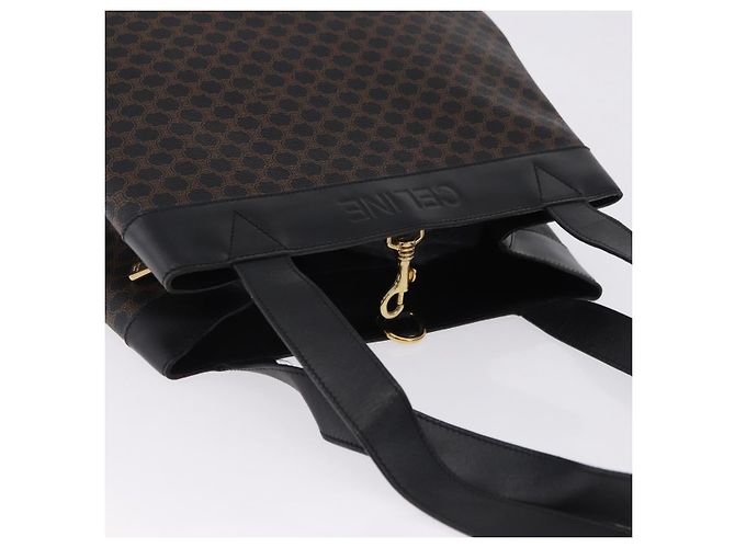 Céline Borsa Tote CELINE Macadam Canvas PVC Pelle Nero Oro Auth 197661V D'oro - vista 7