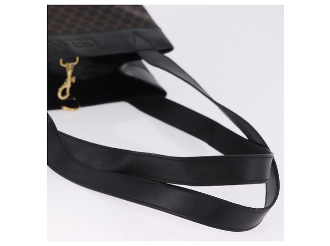 Céline Borsa Tote CELINE Macadam Canvas PVC Pelle Nero Oro Auth 197661V D'oro - vista 8
