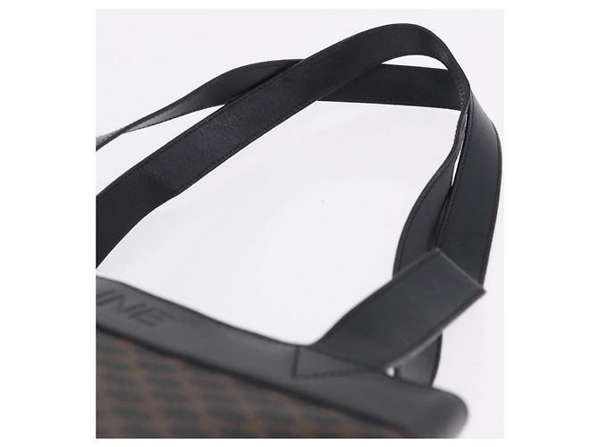 Céline Borsa Tote CELINE Macadam Canvas PVC Pelle Nero Oro Auth 197661V D'oro - vista 9