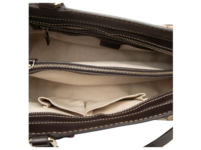 Borsa Tote Gucci GG Canvas Web Mayfair Beige - vista 4
