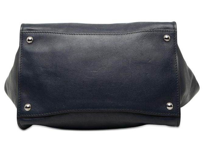Double Borsa Satchel Prada in vitello Glace blu con doppio manico e doppie tasche - vista 3