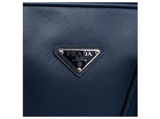 Borsa business Prada Saffiano blu - vista 5