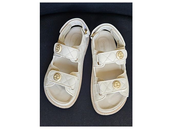 Chanel Sandali in pelle matelassé Bianco - vista 5
