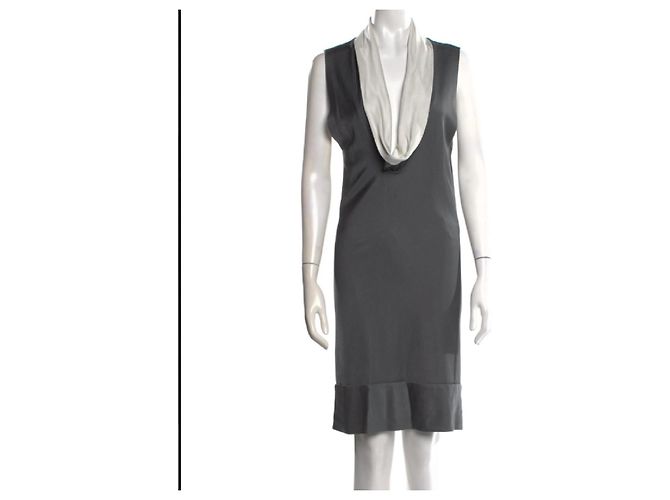 Vestido sin mangas Balenciaga con cuello drapeado Blanco Gris - vista 4